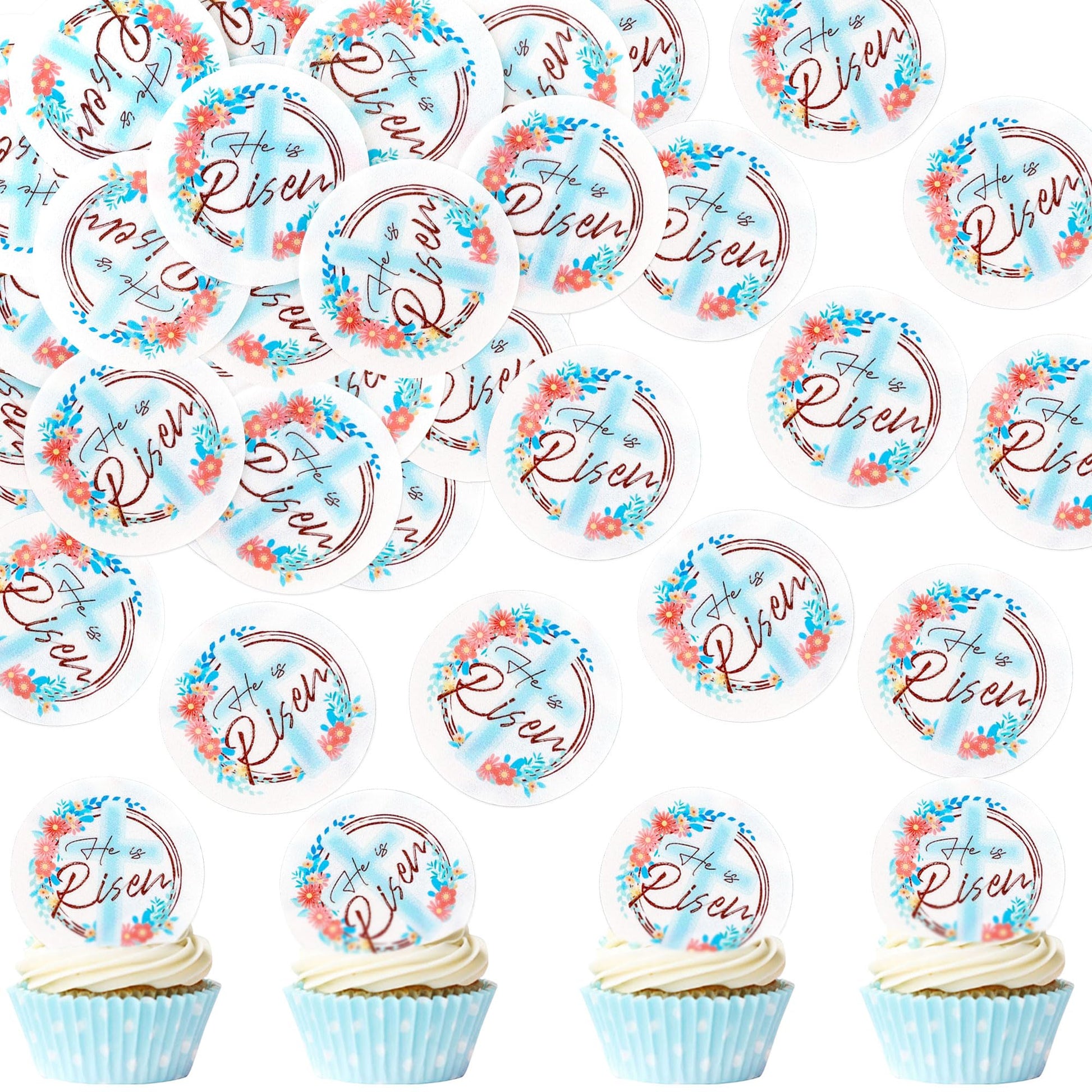 40Pack Edible Happy Easter Cupcake Toppers for Rabbit Ears Bunny Party Decorations Cake Picks Drink Topper Cake Food Decor Appet