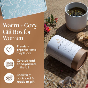 Unboxme Birthday Gift Basket For Women - Soothing Self Care Box With Fluffy Socks, Ceramic Mug, Chai Tea, Honey & Cinnamon For M