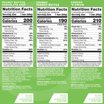 No Cow High Protein Bars, Original Variety Pack - Healthy Snacks, 20g Vegan Protein, High Fiber, Low Sugar, Keto Friendly, Dairy