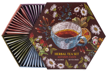 Acorus | Autumn Taste Tea Set | Natural Tea Hamper Box Gift Set Of 6 Flavors | Discover Rich Autumn Teas | Tea Gift Sets | Large