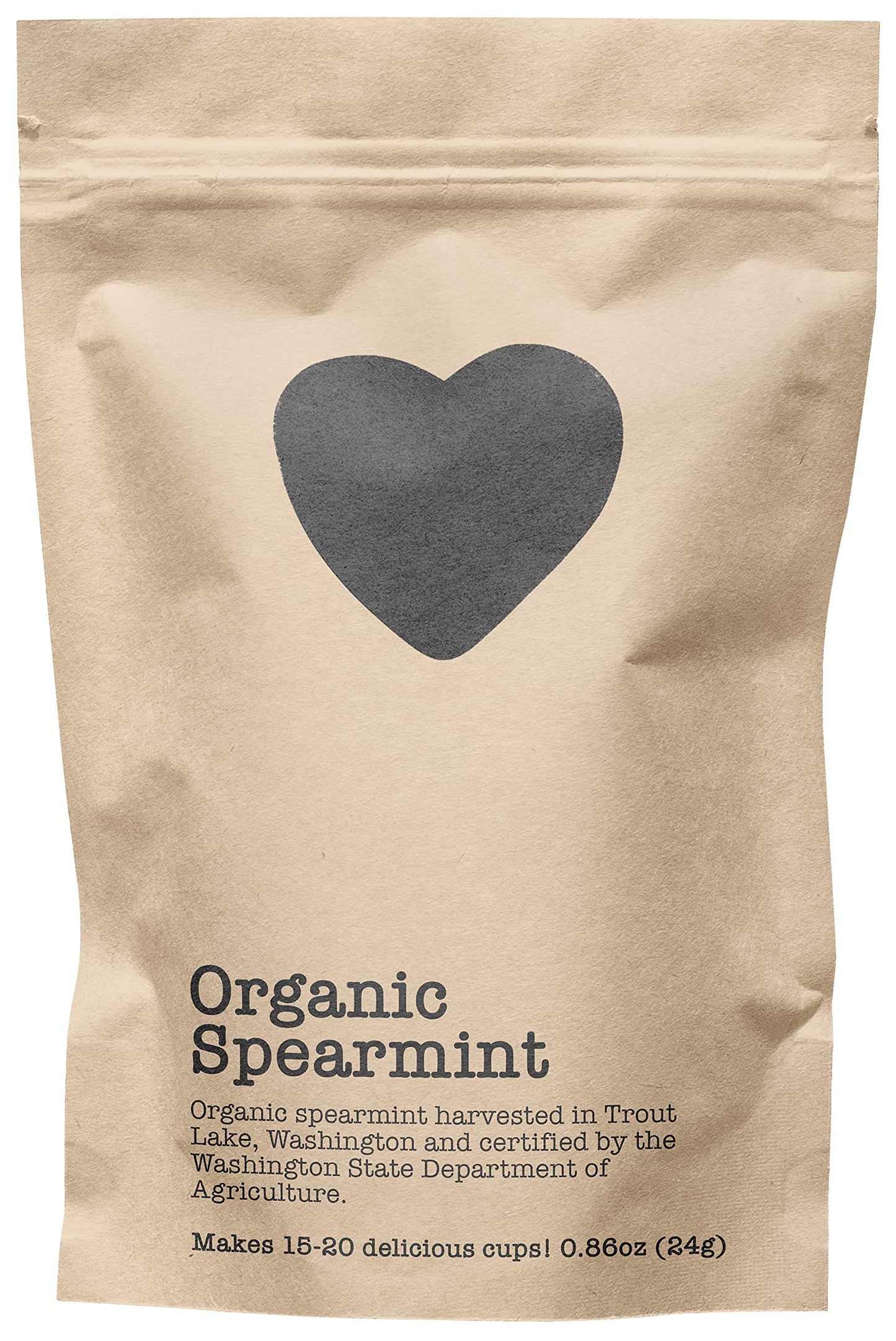 Harts of America Organic Spearmint Loose Leaf Tea, Caffeine Free, 0.86 Ounce, Eco-Conscious Zip Pouch, 15-20 Servings