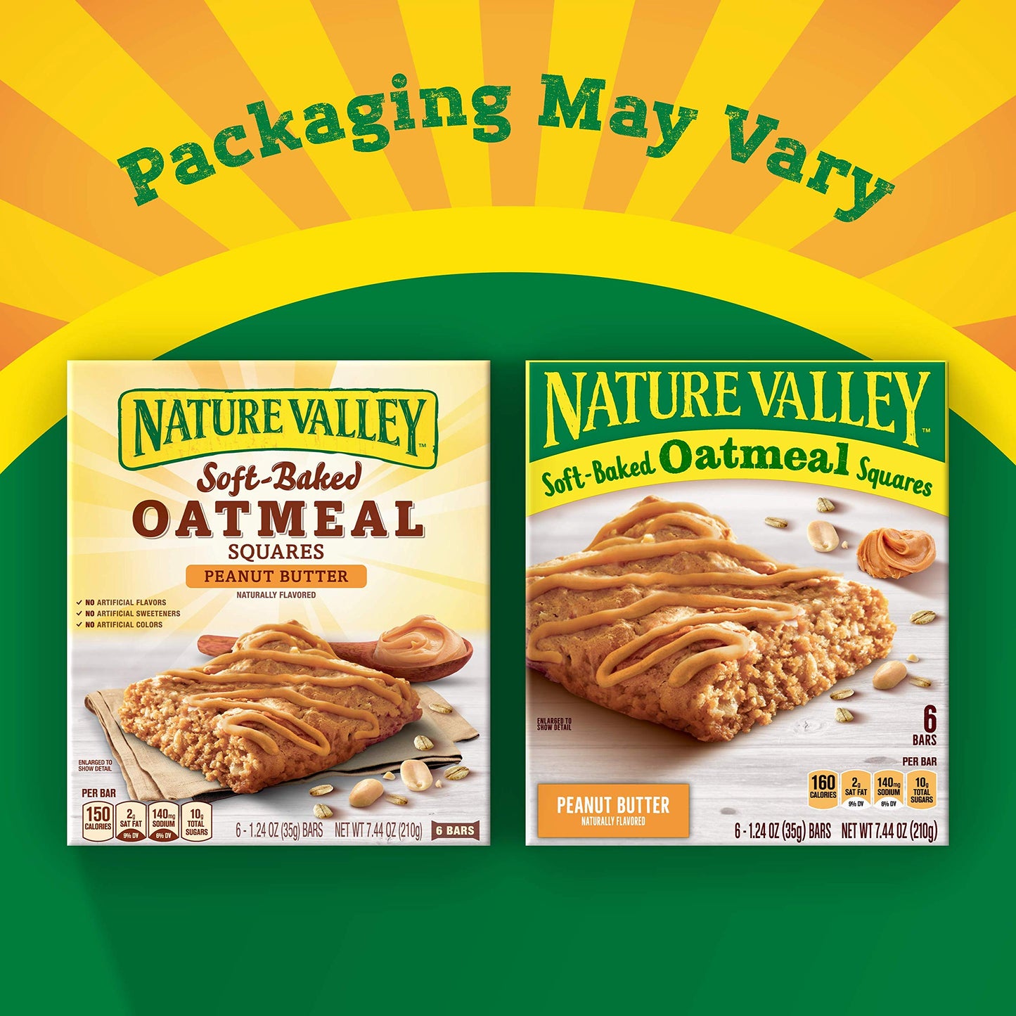 Nature Valley Soft-Baked Oatmeal Squares, Peanut Butter Breakfast Snacks, 6 ct, 7.44 OZ (Pack of 8)