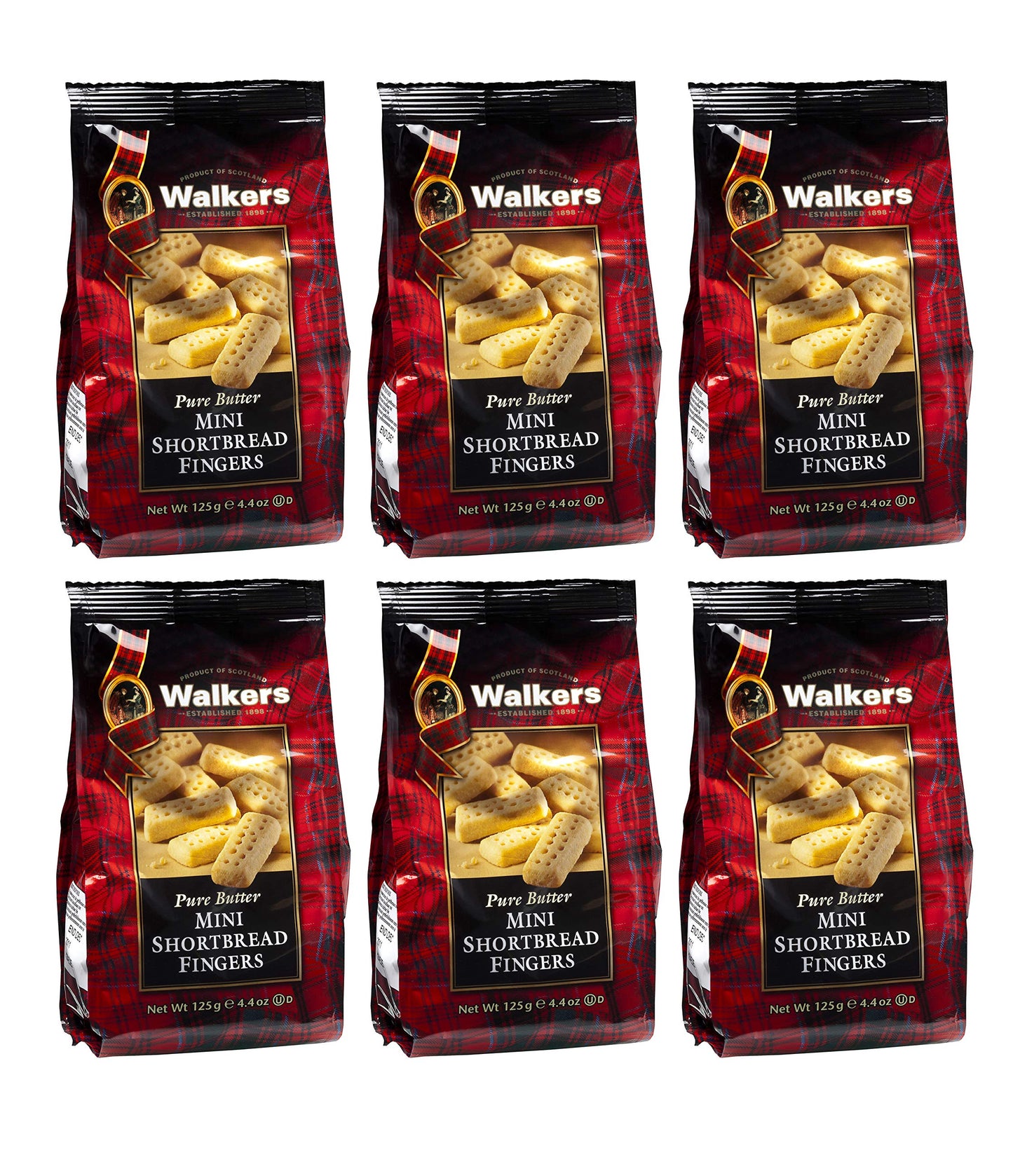 Walkers Pure Butter Shortbread Mini Fingers - 4.4 Oz Bags (Pack Of 6) - Authentic Shortbread Cookies From Scotland