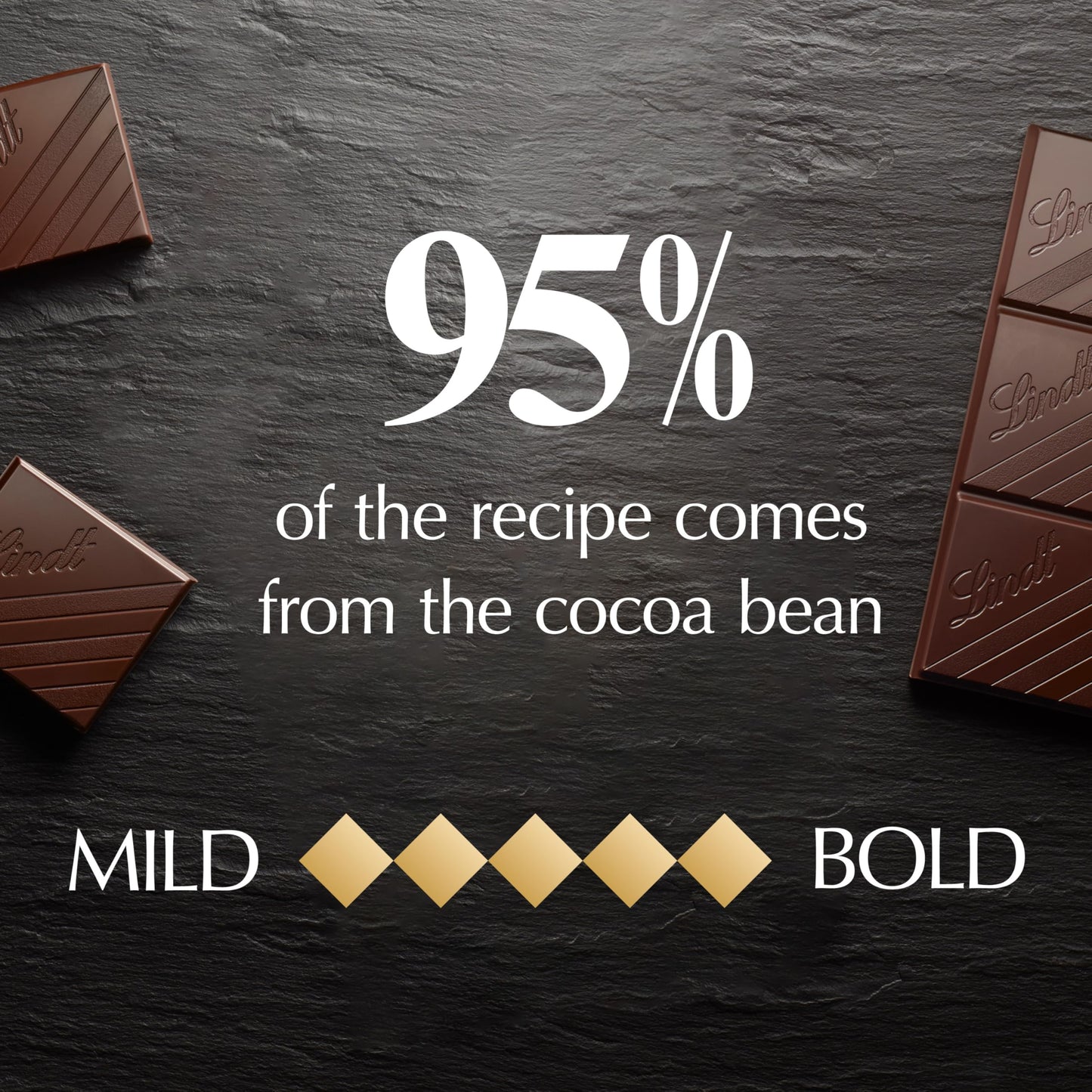 Lindt Dark Chocolate Bar, 95% Cocoa, 2.8 oz. (Pack of 12), Natural