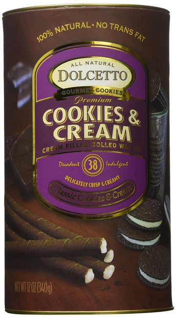 Dolcetto Wafer Rolls Cookies Cream, 12 Ounce, Pack of 1