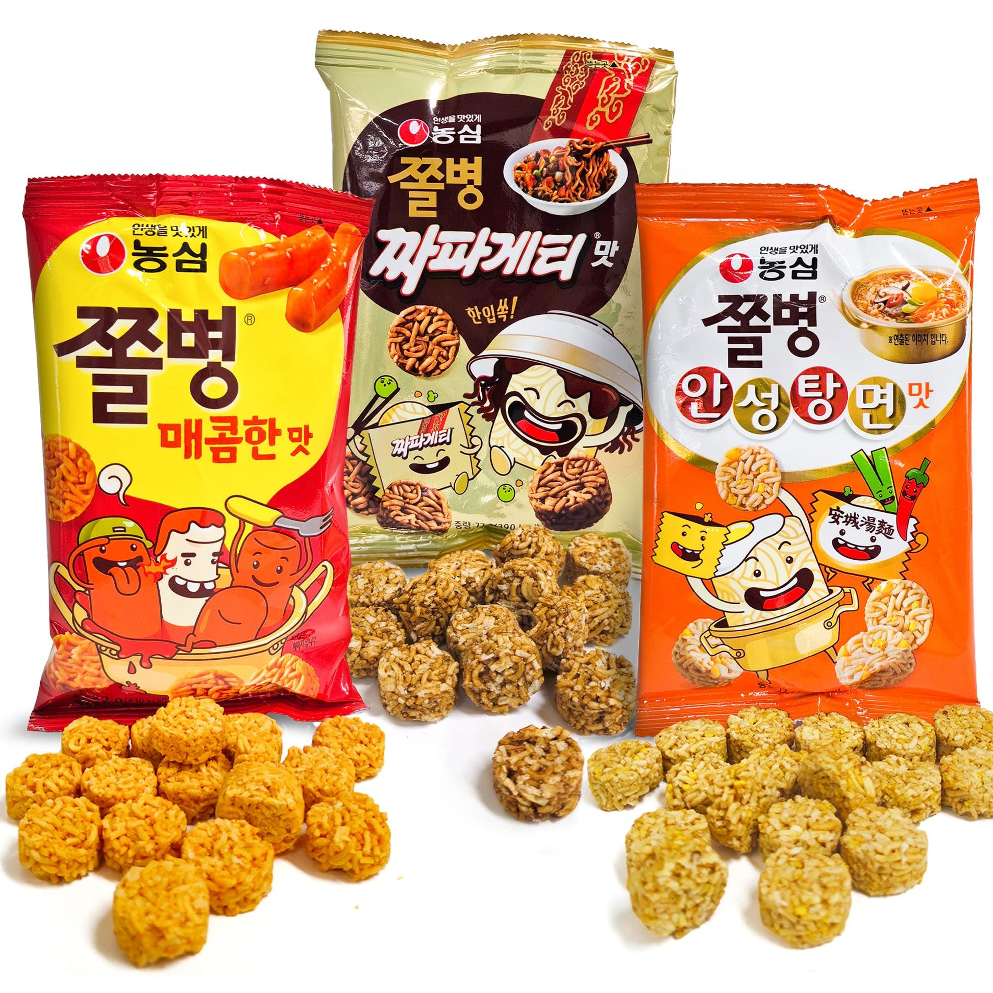JOAYO JJOL BYEONG SNACK 3 Packs - Crushing Ramen Noodle Snack for School, Office, Kids, Teen, Boys, Girls, Adults/Hot (82g), Cha