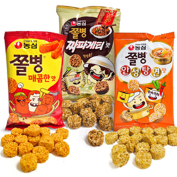 JOAYO JJOL BYEONG SNACK 3 Packs - Crushing Ramen Noodle Snack for School, Office, Kids, Teen, Boys, Girls, Adults/Hot (82g), Cha