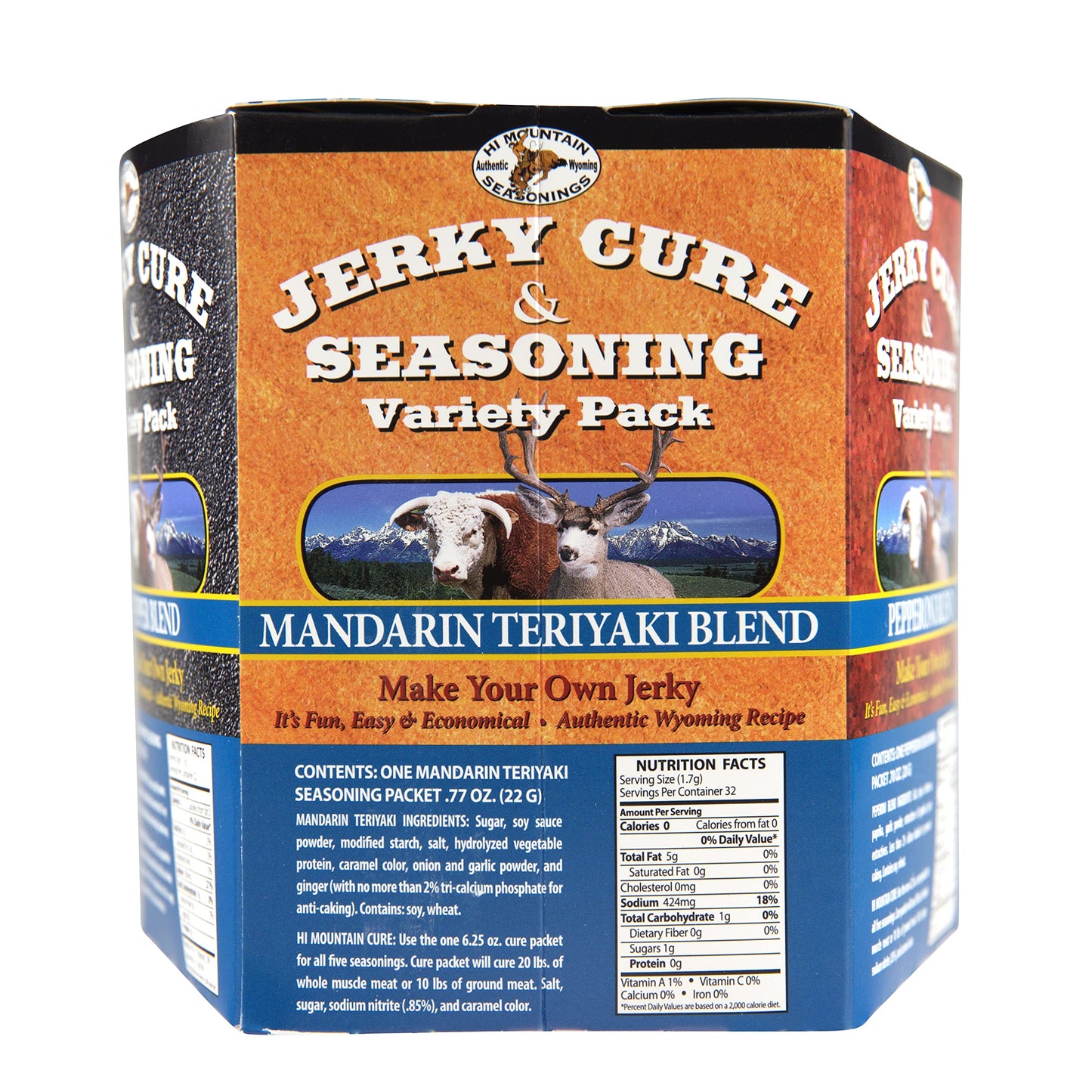 Hi Mountain Jerky Seasoning and Cure Kit | VARIETY PACK #2 | Flavors: Mandarin Teriyaki, Pepperoni, Sweet & Spicy, Inferno, & Pe