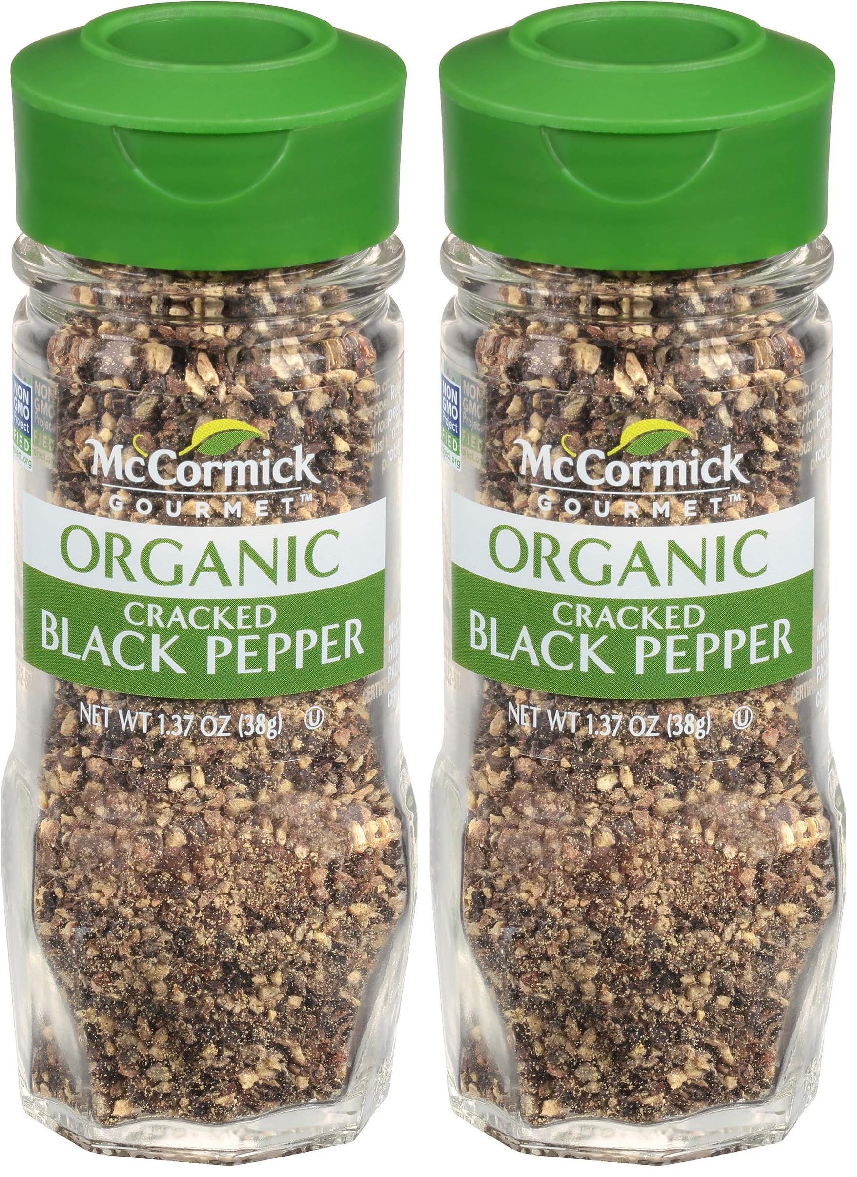 McCormick Gourmet Organic Cracked Black Pepper, 1.37 oz (Pack of 2)