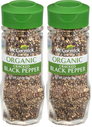 McCormick Gourmet Organic Cracked Black Pepper, 1.37 oz (Pack of 2)