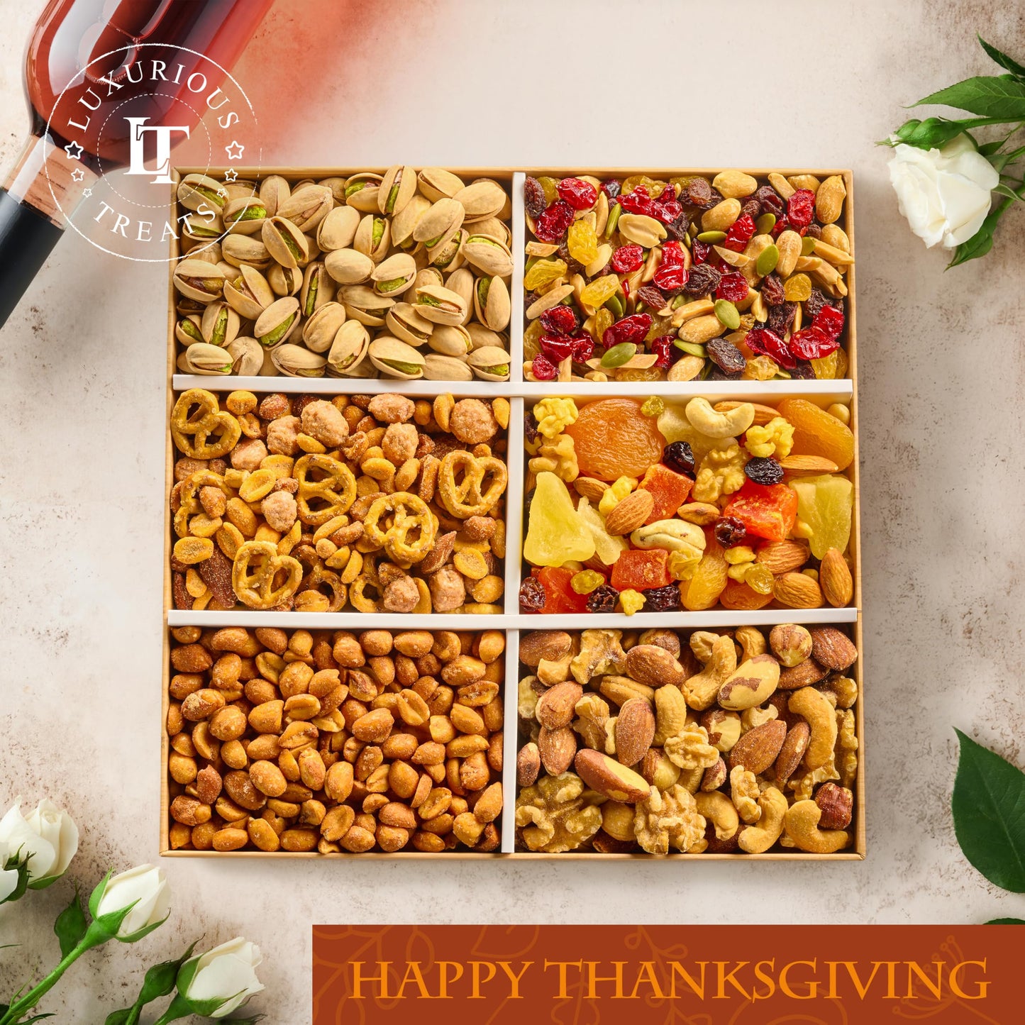 Thanksgiving Nuts Gift Basket Gourmet Holiday Food Gifts With Assorted Nuts And Dried Fruits Snack Fall Harvest Basket For Women Men Family & Corporate Care Package