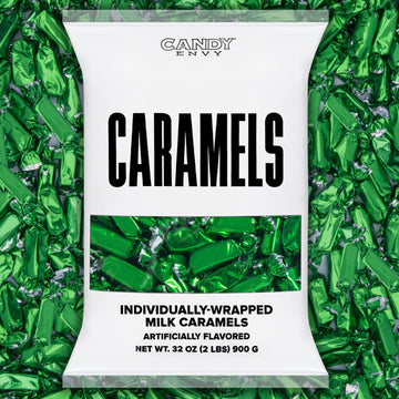 Candy Envy - Individually Wrapped Caramels - Green Wrapper - 2 Pound Bulk Green Candy