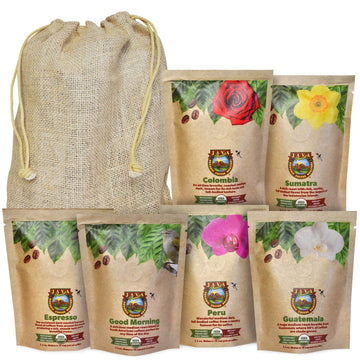 Java Planet - Coffee Beans, Organic Coffee Sampler Pack In Linen Bag, Whole Bean Variety Pack, Arabica Gourmet Specialty Coffee,