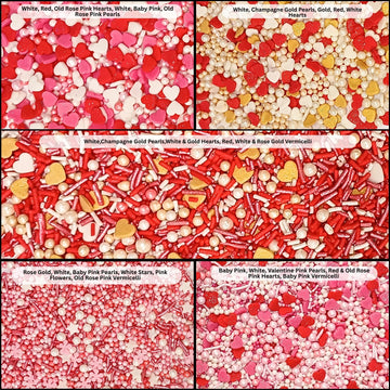 Confect Red, Pink & White Pearls Sprinkles | Mix Heart & Valentine Sprinkles | Sprinkles For Baking & Cake Decorative | Edible S