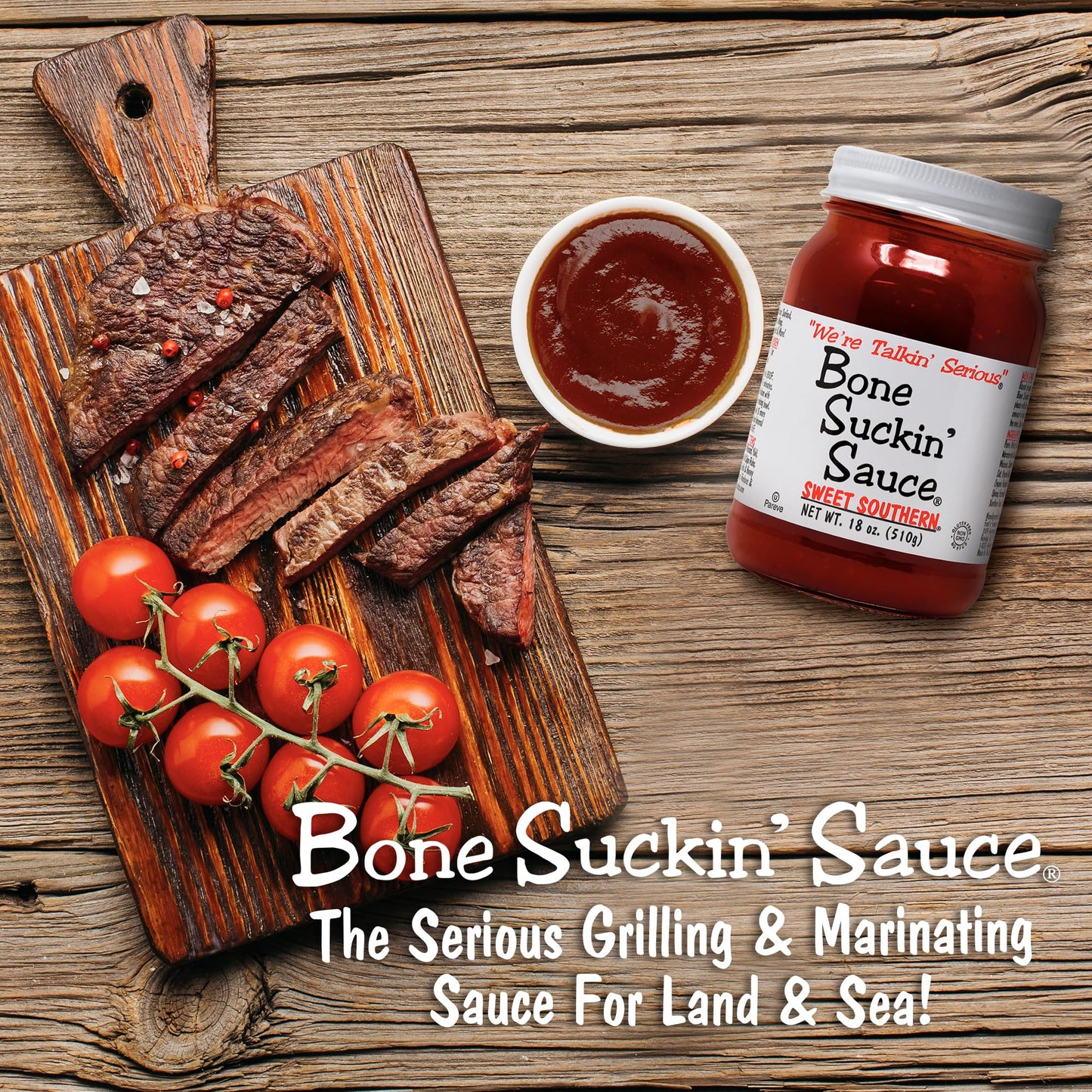Bone Suckin' Sauce Sweet Southern Bbq Sauce, Gluten-Free, Non-Gmo, Kosher, Barbecue Sauce Sweetened With Cane Sugar & Molasses,