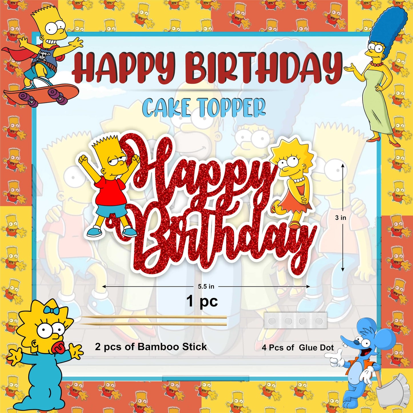 Seyal Brt Simpson Happy Birthday Cake Topper