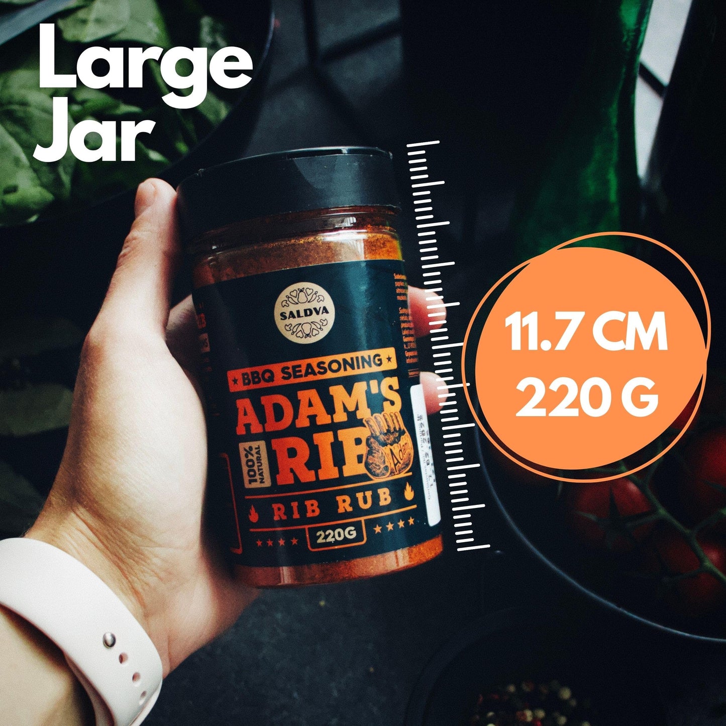 Adams Ribs BBQ Rib Rub - 100% Natural and Unique Seasoning - Perfect Blend Of Spices For Juicy BBQ And Grill Ribs - Large Jar (