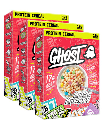 Ghost Protein Cereal, Marshmallows (3-Pack) - Contains Lucky Charms Marshmallows - 17G Protein, Good Source Of Calcium - Breakfa