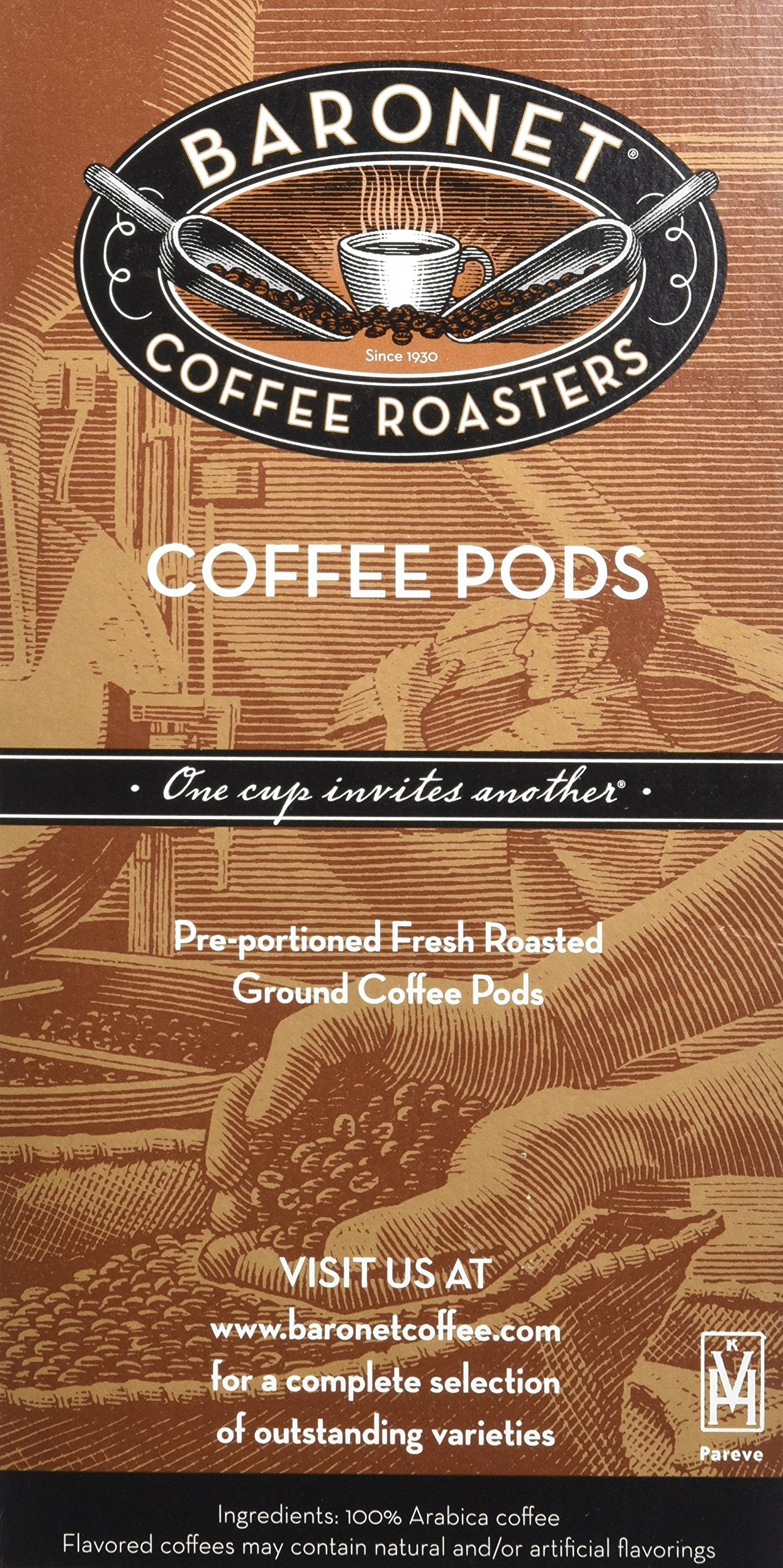 Baronet Coffee Pods, 50/50 Decaf Colombian, 54 Pods, Regular Strength, Medium Roast, Model 722919191616