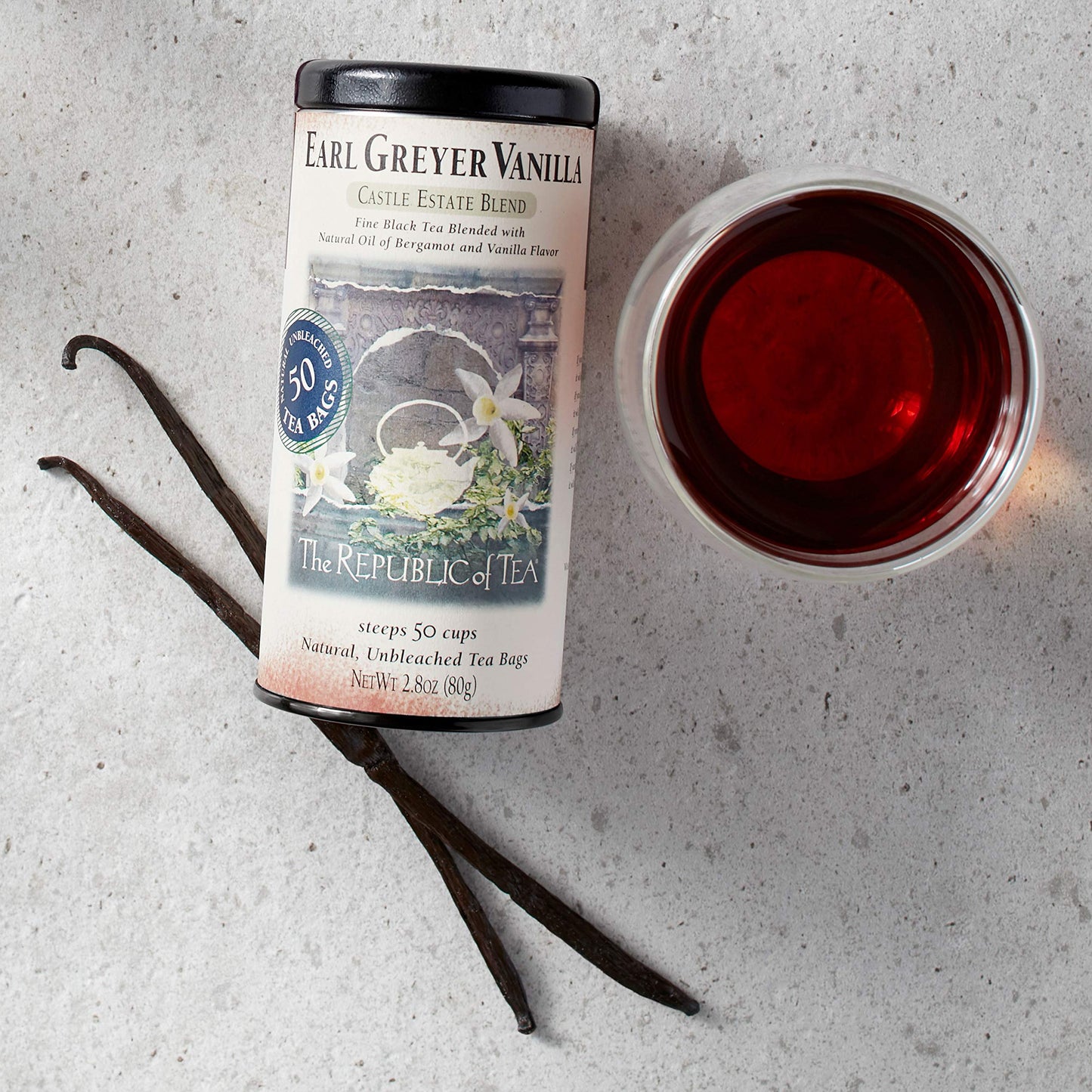 The Republic of Tea Earl Greyer Vanilla Tea, 50 Count, Caffeinated Gourmet Tea, 2.8 oz Tin