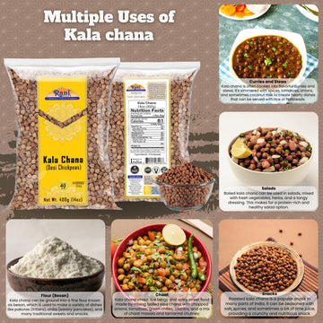 Rani Kala Chana (Desi Chickpeas Chana With Skin)14Oz (400G) ~ All Natural | Gluten Friendly | Non-Gmo | Kosher | Vegan | Indian