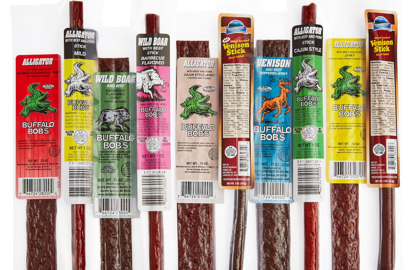 Jerky Dynasty Bayou Mix - Exotic Beef Jerky Snack Packs With Venison, Wild Boar & Alligator - Unique Flavors From Around The Wor