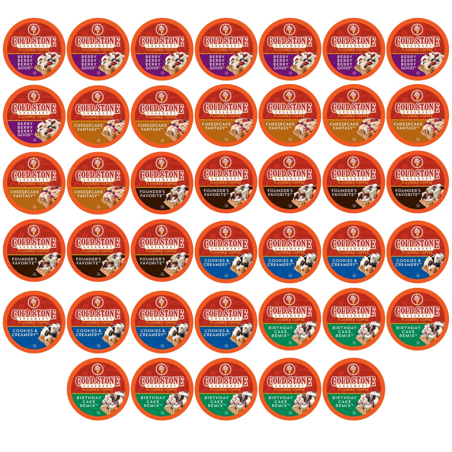 Cold Stone Creamery Beverages Coffee Pods, Ice Cream Flavored, 40 Count, Compatible with K Cup Brewers, Assorted Variety Pack