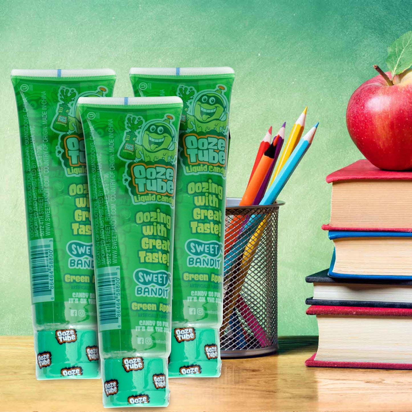Ooze Tube Liquid Candy Green Apple, 4 Ounce Each (Pack Of 3)