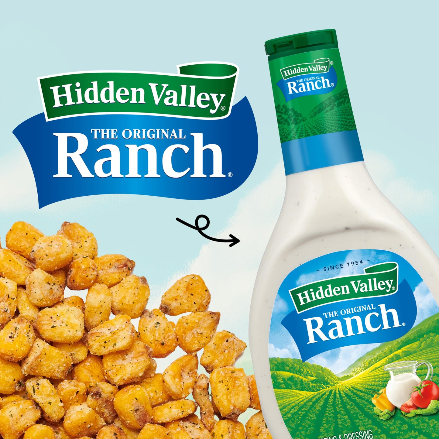 Snak Club Toasted Corn with Hidden Valley Ranch Seasoning, Roasted and Salted Corn Nuggets, Gluten-Free and Kosher Snack, 3 oz R