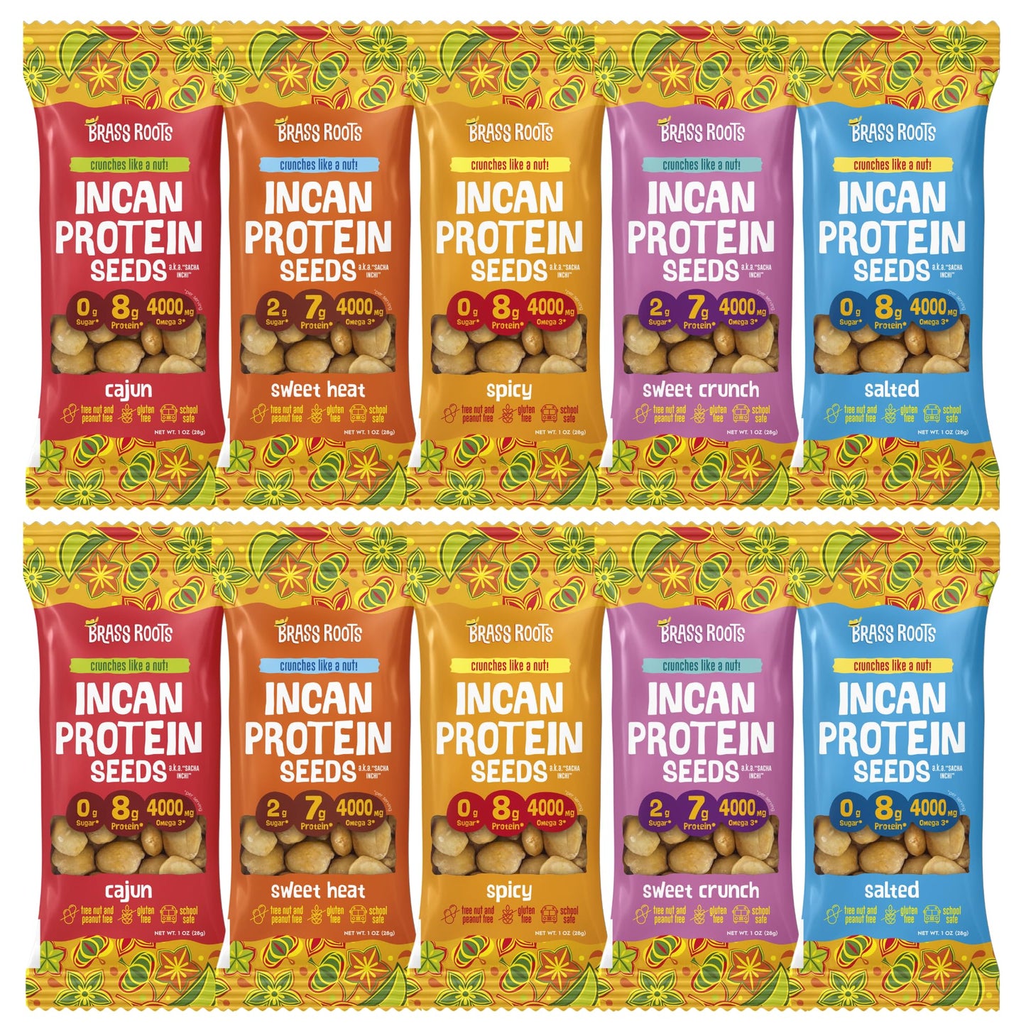 BRASS ROOTS Organic Incan Protein Seeds Variety Pack - 1 oz (10 Total) High Protein, Nut Free, School Safe, Good Source of Fiber