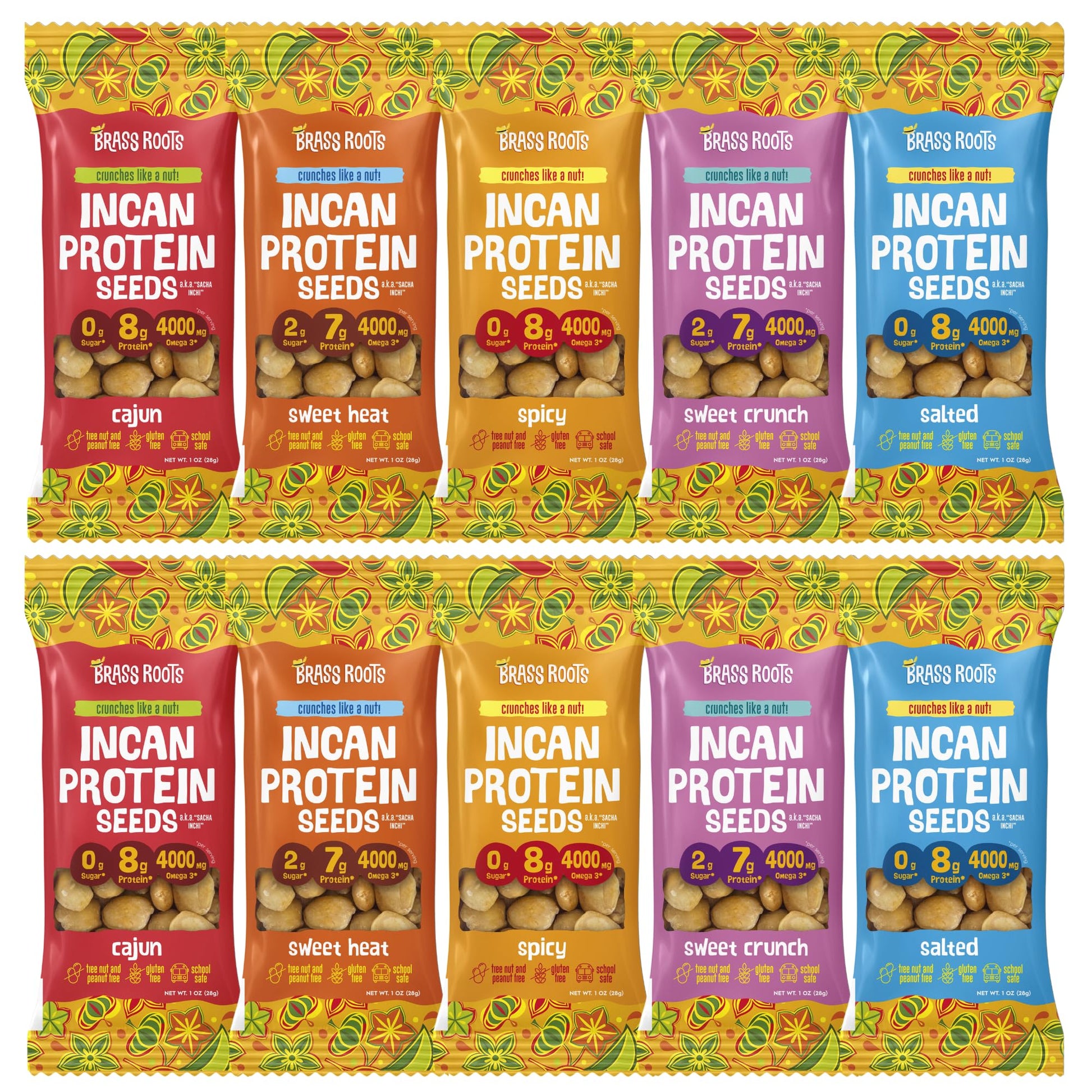 BRASS ROOTS Organic Incan Protein Seeds Variety Pack - 1 oz (10 Total) High Protein, Nut Free, School Safe, Good Source of Fiber