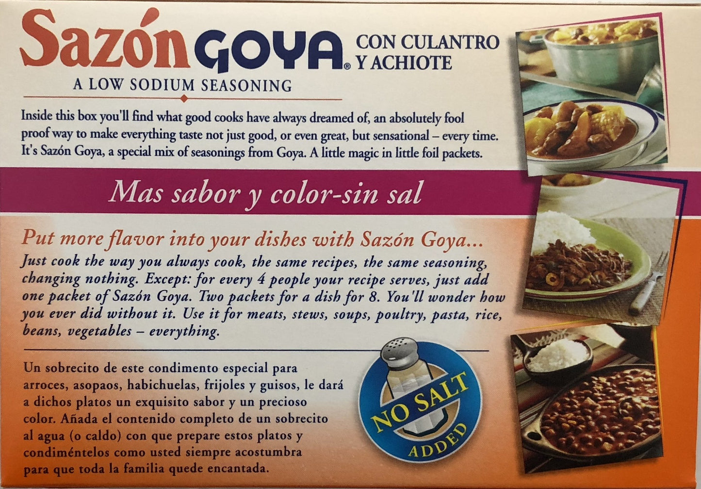 Goya Foods Saz  n Seasoning with Coriander & Annatto, No Salt Added, 3.52 Ounce (Pack of 18)