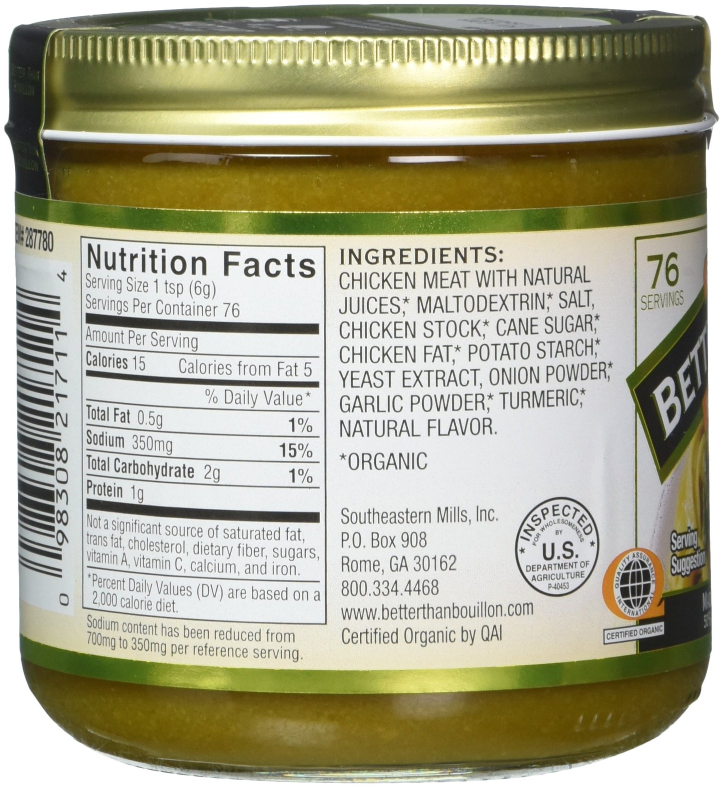 Better Than Bouillon Organic Roasted Chicken Base, Reduced Sodium, 16 Fl Oz