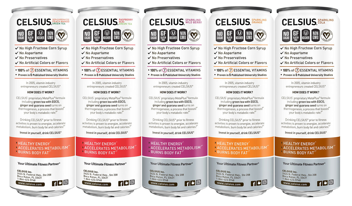 CELSIUS Fitness Drink 9-Flavor Variety Pack, Zero Sugar, 12 Fl Oz Slim Can (Pack of 12), Assorted Flavors