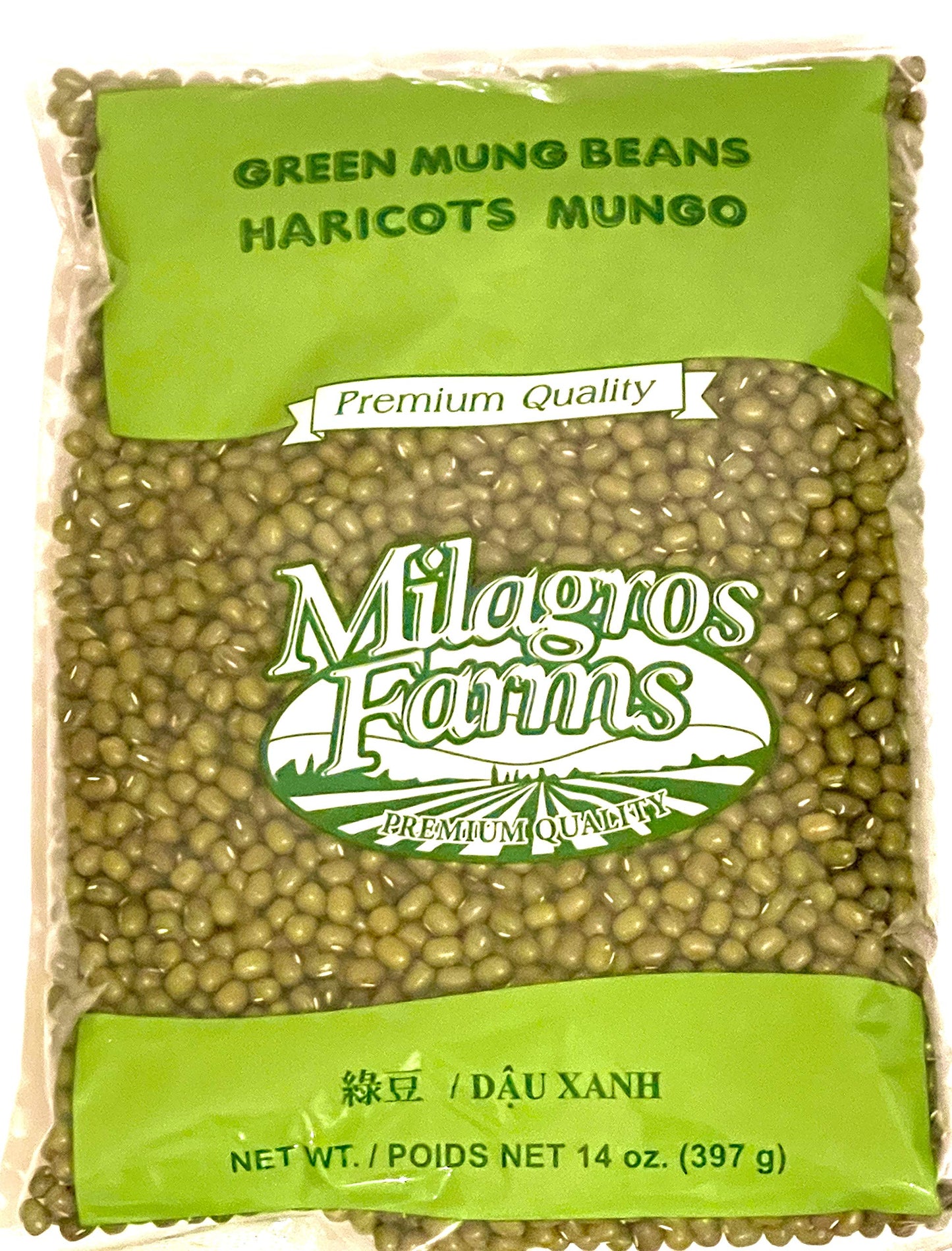 Milagros Farms Green Mung Beans 397 grams (Mungo Beans) - 14oz