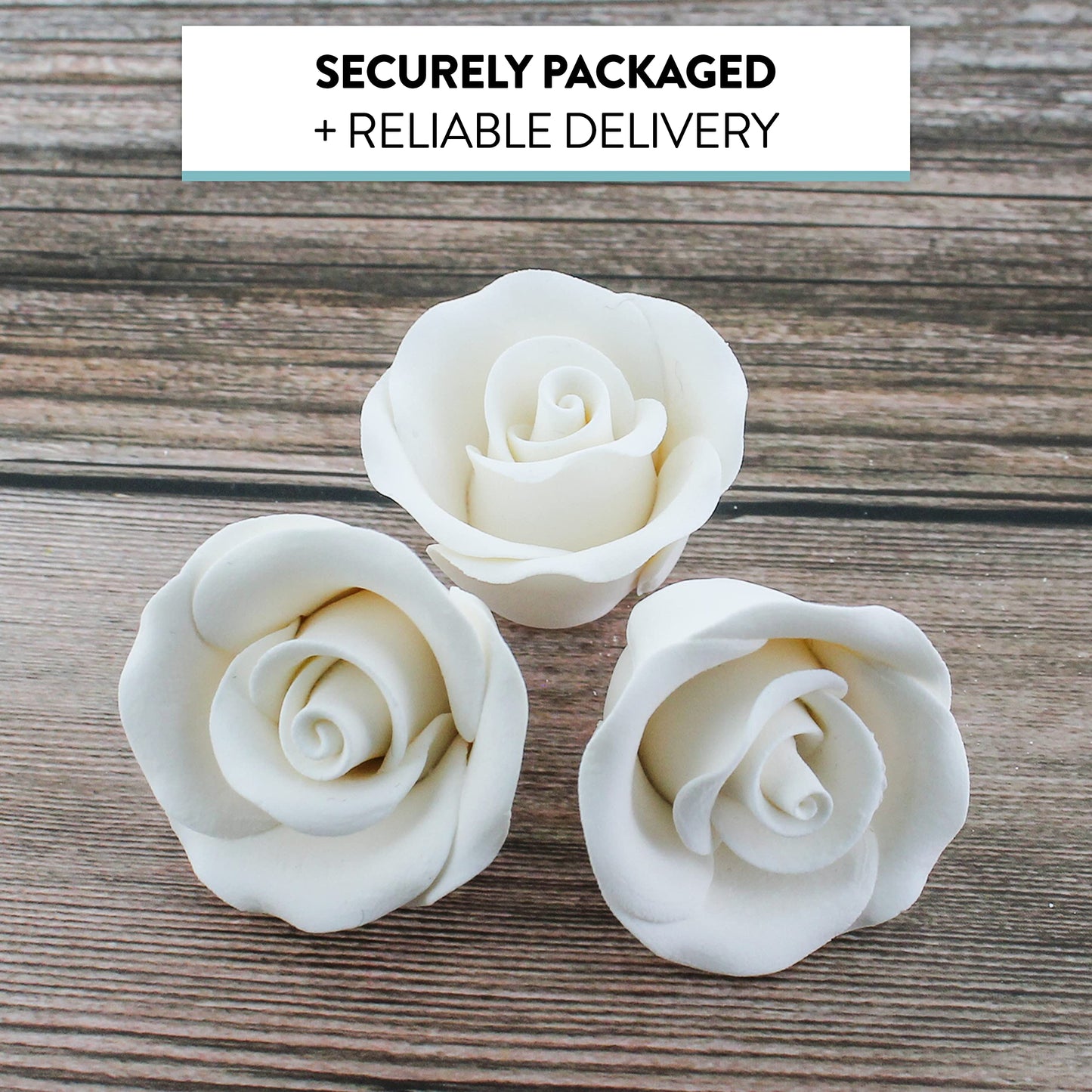 Global Sugar Art Enhanced Rose Sugar Cake Flowers, White Small Unwired, 12 Count By Chef Alan Tetreault
