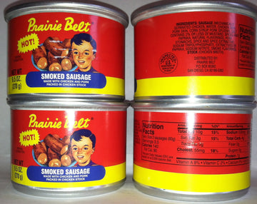 Prairie Belt Smoked Sausage, Pack of 4, 9.5 oz, Hot Flavor