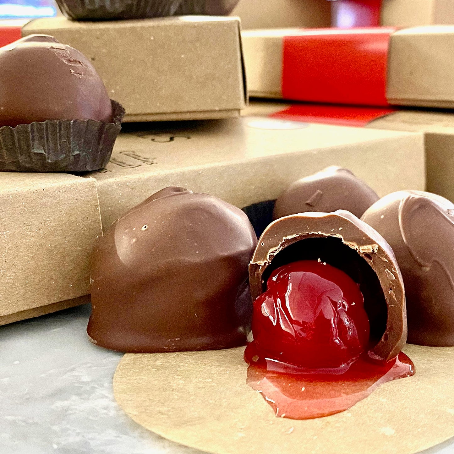 MalibuGift Chocolate Covered Cherries with Liquid Filling, 1 Pound, Hand Dipped in Milk Chocolate