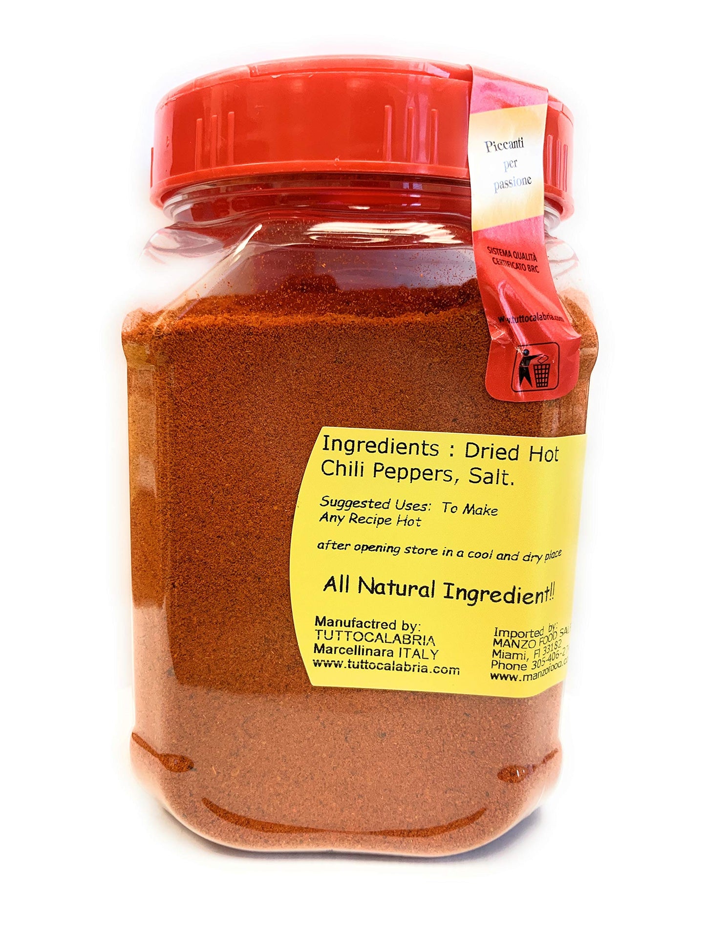 Tuttocalabria Chili Powder, Calabrian Hot Chili Powder, Spicy Italian Seasoning, 350 Gm (12.3 Oz) All Natural, Non-Gmo, Product Of Italy