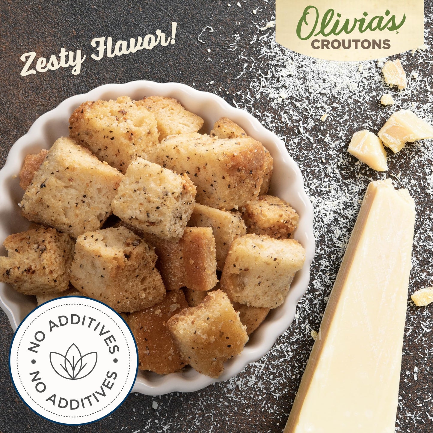 Croutons For Caesar Salad - Olivias Croutons Parmesan Pepper Croutons - Gourmet Salad Toppers And Soup Croutons From A Family-Ru