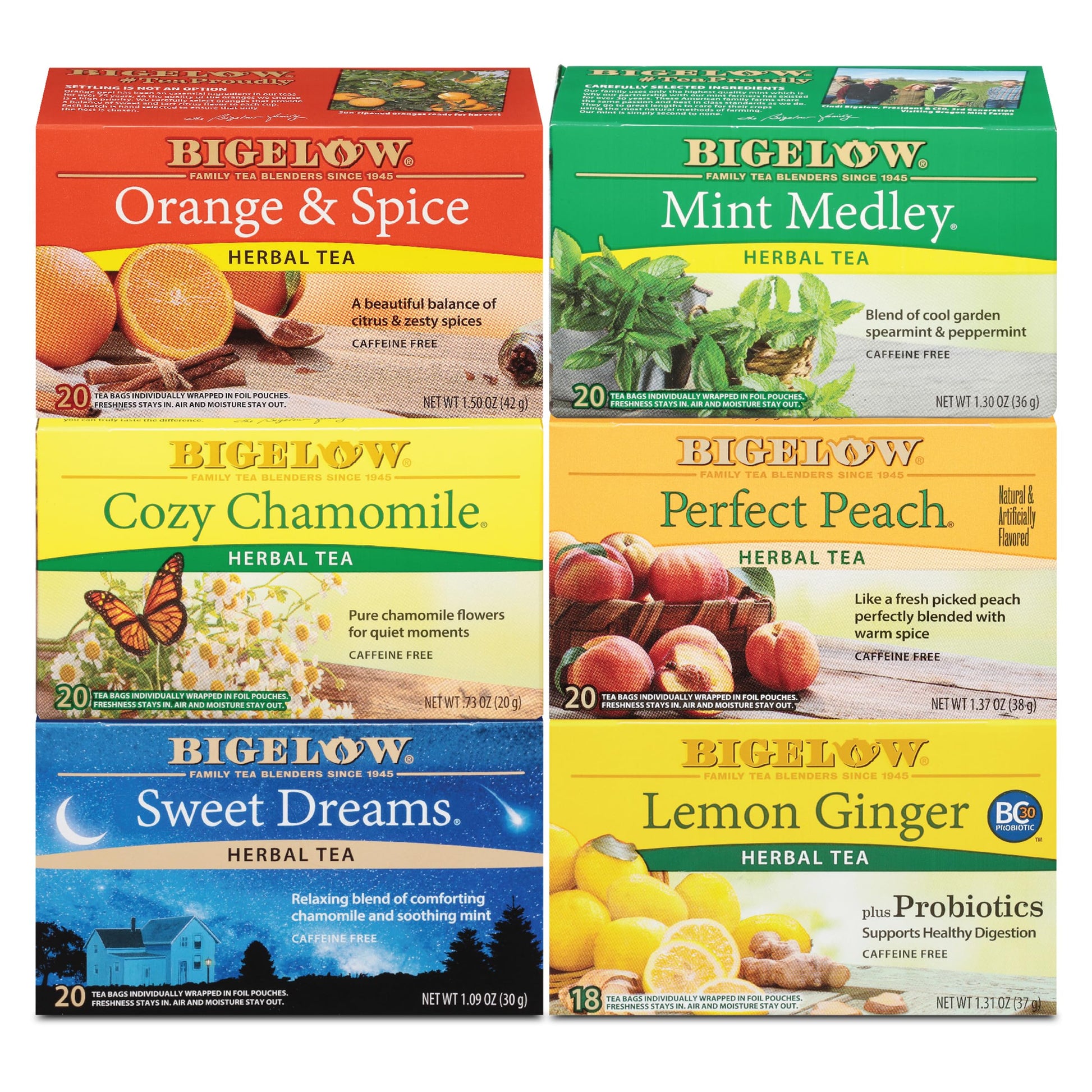 Bigelow Tea Herbal Tea Variety Pack, Caffeine Free, 6 Flavors, 118 Count (Pack of 6), Model 072310642393
