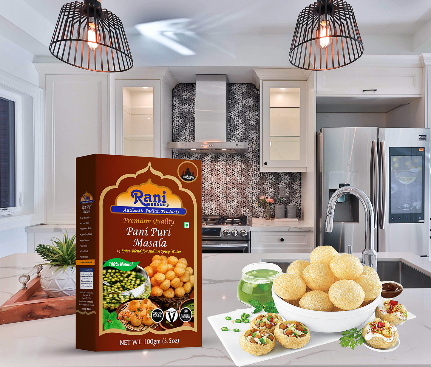 Rani Pani Puri Masala (14-Spice Blend For Indian Spicy Water) 3.5Oz (100G) ~ All Natural | Vegan | No Colors | Gluten Friendly |