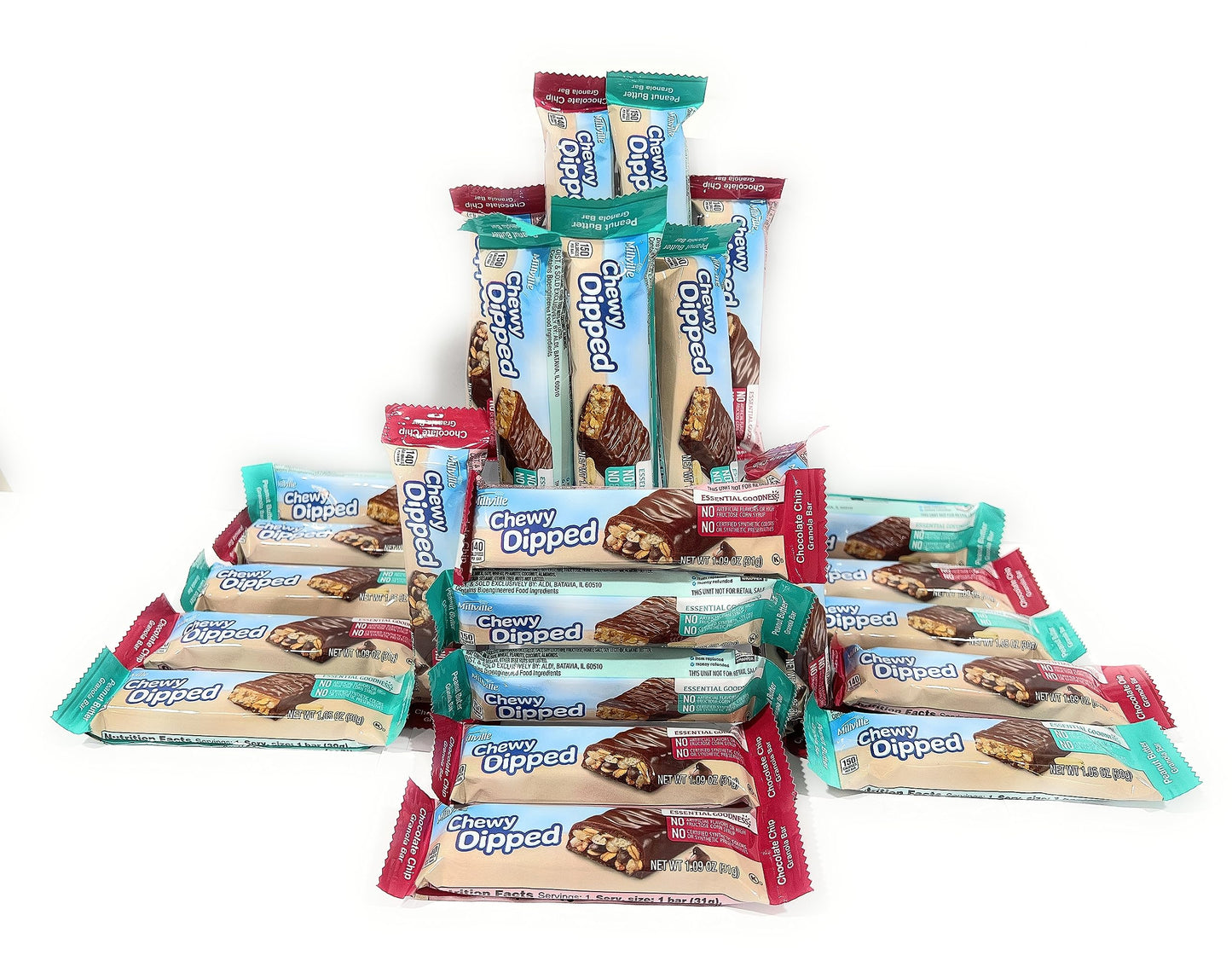 Millville Chewy Dipped Granola Bars Combo, Chocolaty Covered, 6.3oz (Pack of Four)