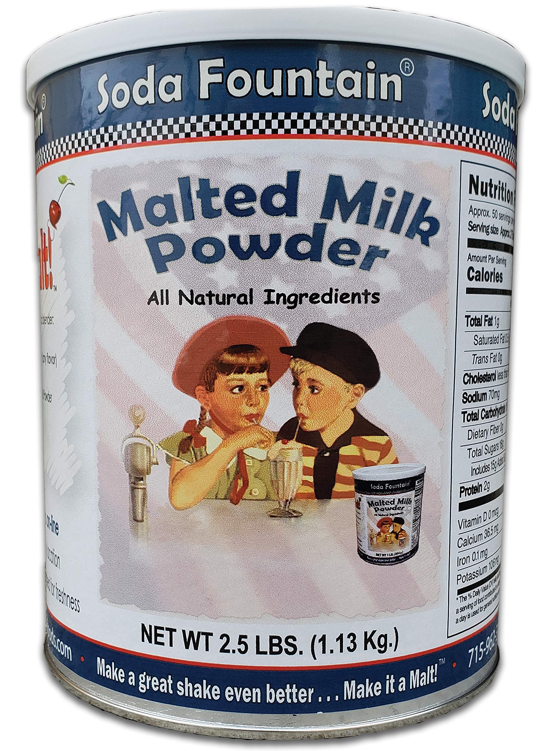 Soda Fountain Malted Milk Powder - 2.5 Lb, Beige, Model 51620 - Ideal for Ice Cream and Baking