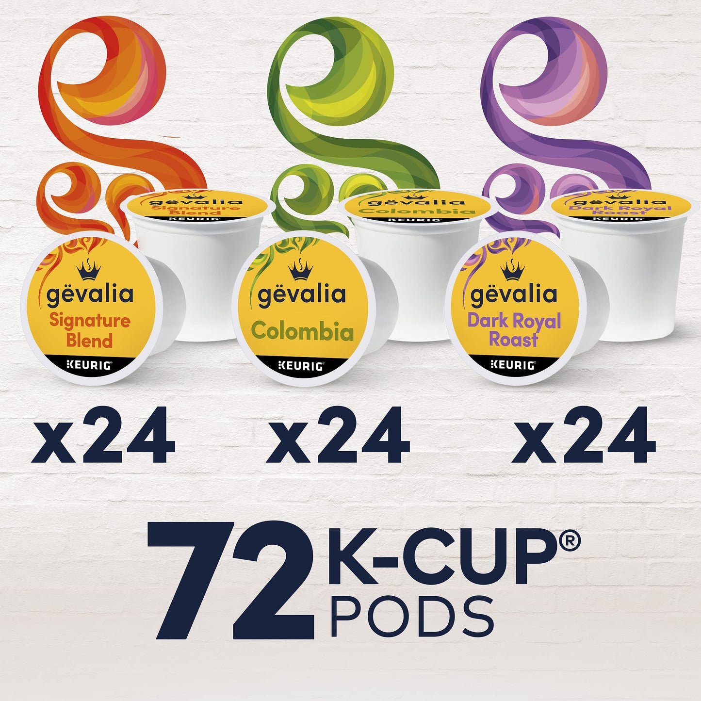 Gevalia Variety Pack with Signature Blend Light Roast (Colombia Medium Roast, and Dark Royal Roast Dark Roast K-cup Coffee Pods,