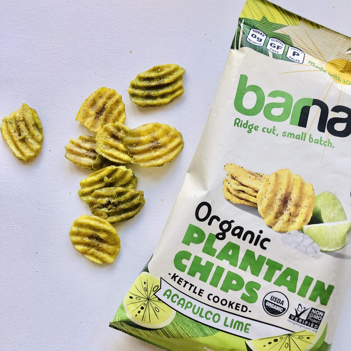 Barnana Organic Plantain Chips, Acapulco Lime, 5 Ounce Bag - Paleo, Vegan, Grain Free Chips
