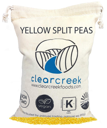 Grown in Idaho Yellow Split Peas | 4 lb Linen Drawstring Bag | Non-GMO | Kosher | Vegan | Dried | High in Fiber and Protein | No