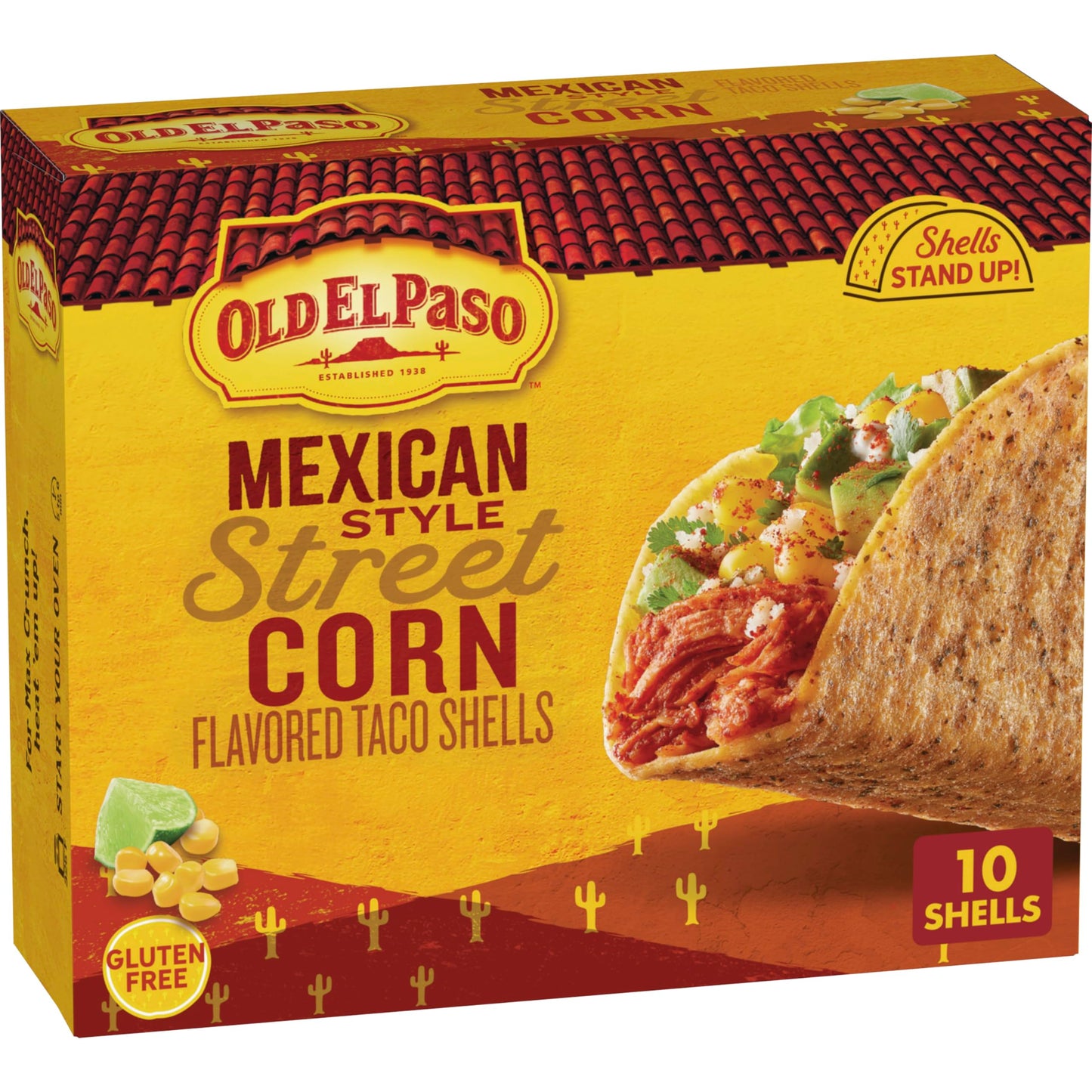 Old El Paso Stand N Stuff Taco Shells, Mexican Style Street Corn Flavored, Gluten Free Crunchy Corn Taco Shells, 10 Count, 5.4 