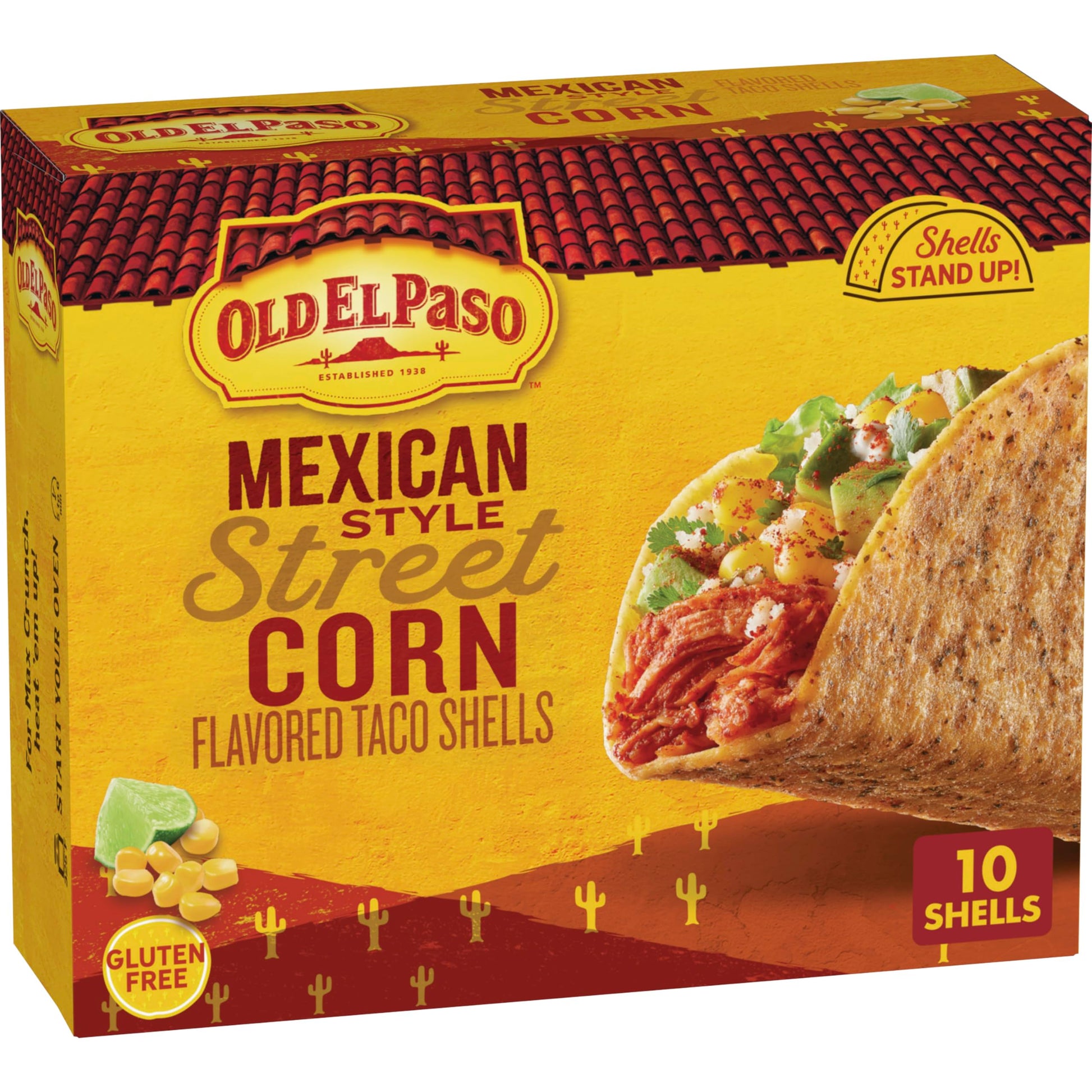 Old El Paso Stand N Stuff Taco Shells, Mexican Style Street Corn Flavored, Gluten Free Crunchy Corn Taco Shells, 10 Count, 5.4 