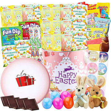 Sarahs Candy Factory Easter Snack Tin - 60 Count Candy, Peelable Gummies, Medium to Large, Pink - Style 2